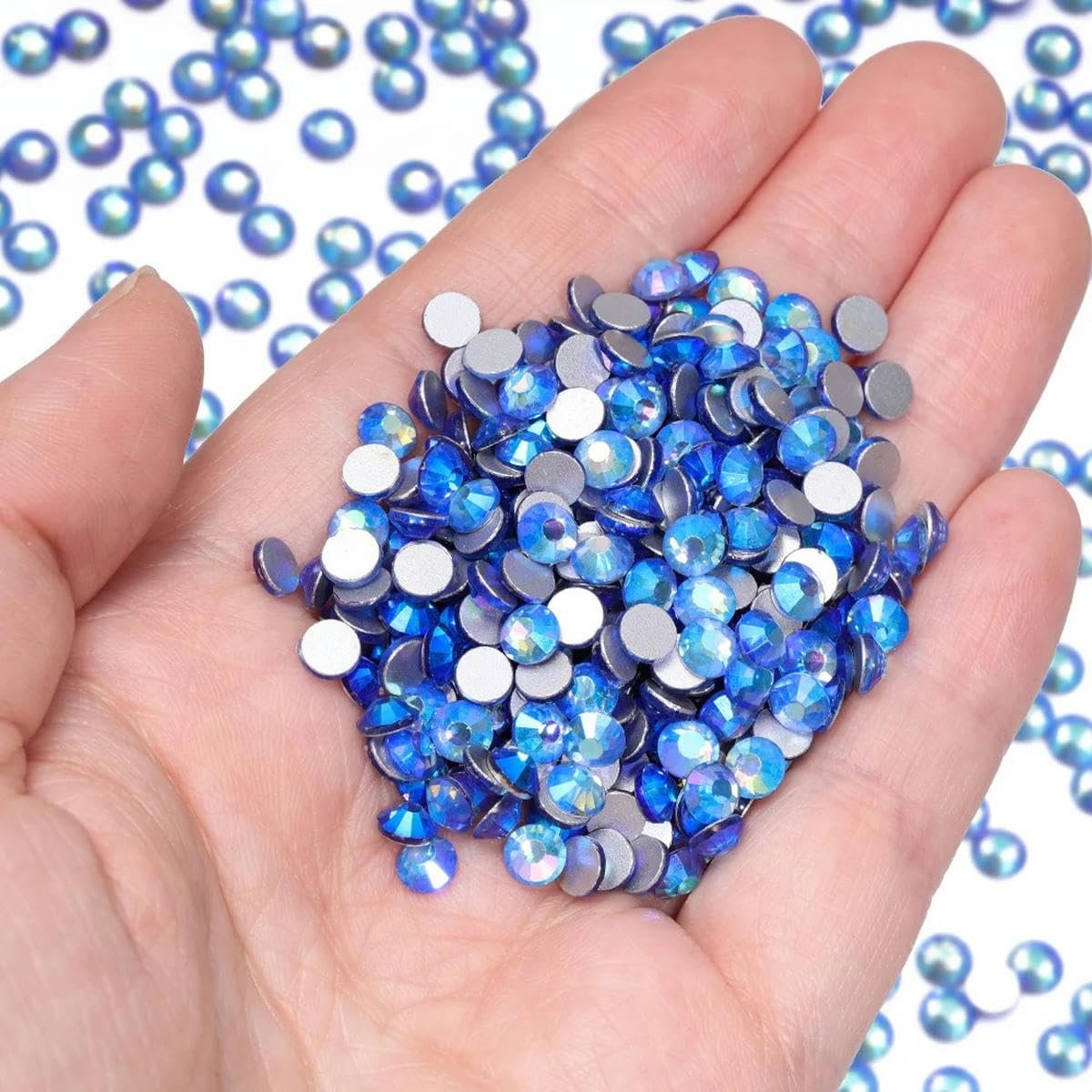 Стрази Плоска задня частина Brand немає серії Кришталеве скло для приклеювання S 6 Блакитний, 1440 шт, фото №1