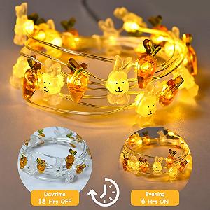 Гирлянда Gcstnn Пасхальная на батарейках 2 м 20 LED Кролик Морковь Теплый Белый synthetic.ua - Фото 1