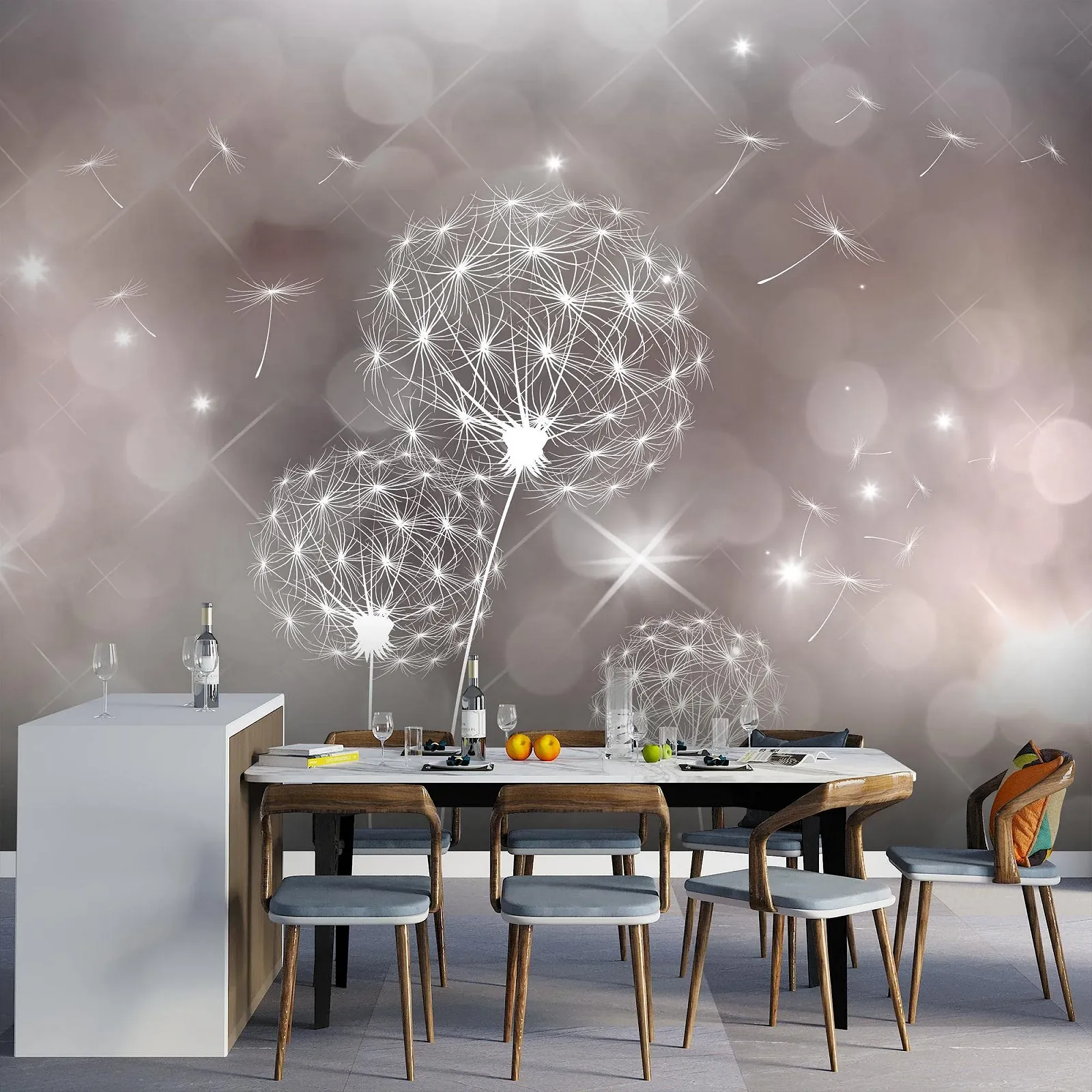 Фотошпалери 9174012a Кульбаба Абстракція 396 x 280 см Флізелінові Сірий, Бежевий, фото №8