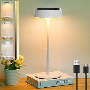 Настільна лампа HOTUT LED акумуляторна сонячна 4000 mAh IP65 3 режими Black/White - Фото 1