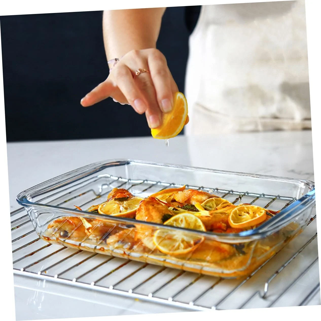 Форма для випікання VICASKY прямокутна скляна термостійка з ручками, фото №6 Форма для випікання VICASKY прямокутна скляна термостійка з ручками, фото №6