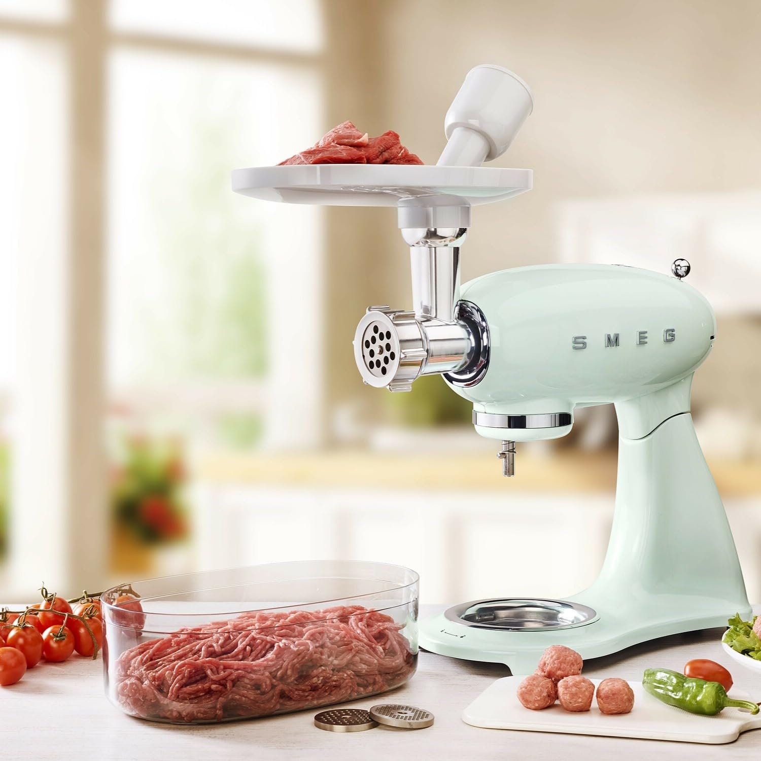 Насадка-м'ясорубка Smeg SMF01 SMMG01 сірий хром, фото №4