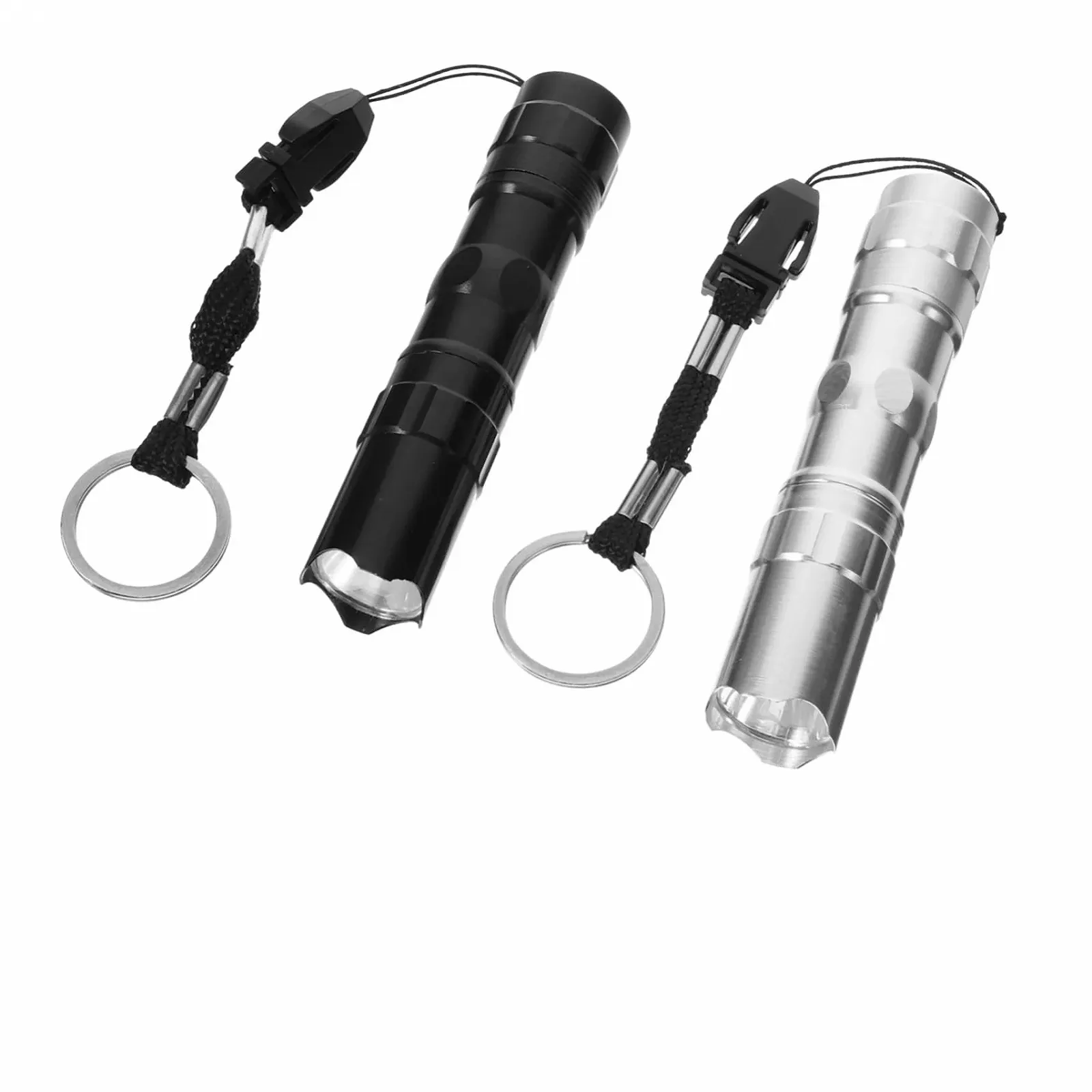Міні Ліхтарик Водонепроникний Портативний Ударостійкий Алюмінієвий Сплав Аварійне Освітлення Брелок для вулиці Срібний/Чорний, фото №7