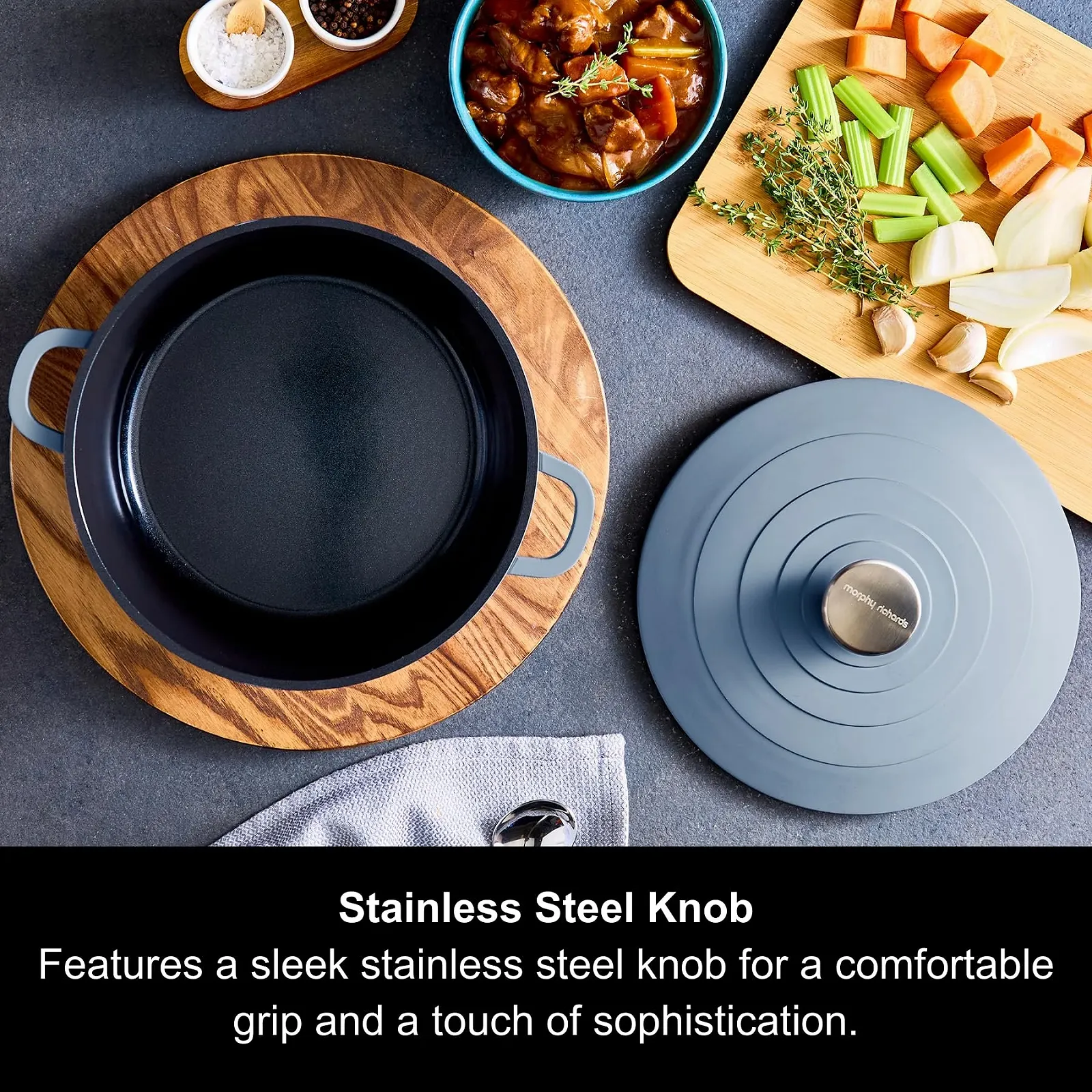 Гусятниця для запікання Morphy Richards 851252 литий алюміній 24 см антипригарне покриття легка синя, фото №5