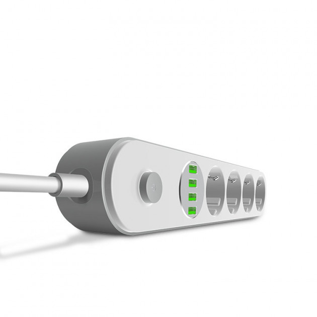 Сетевой фильтр удлинитель с USB выходами  4x220V и 4xUSB длина 2 м. LDNIO SE4432, фото №3