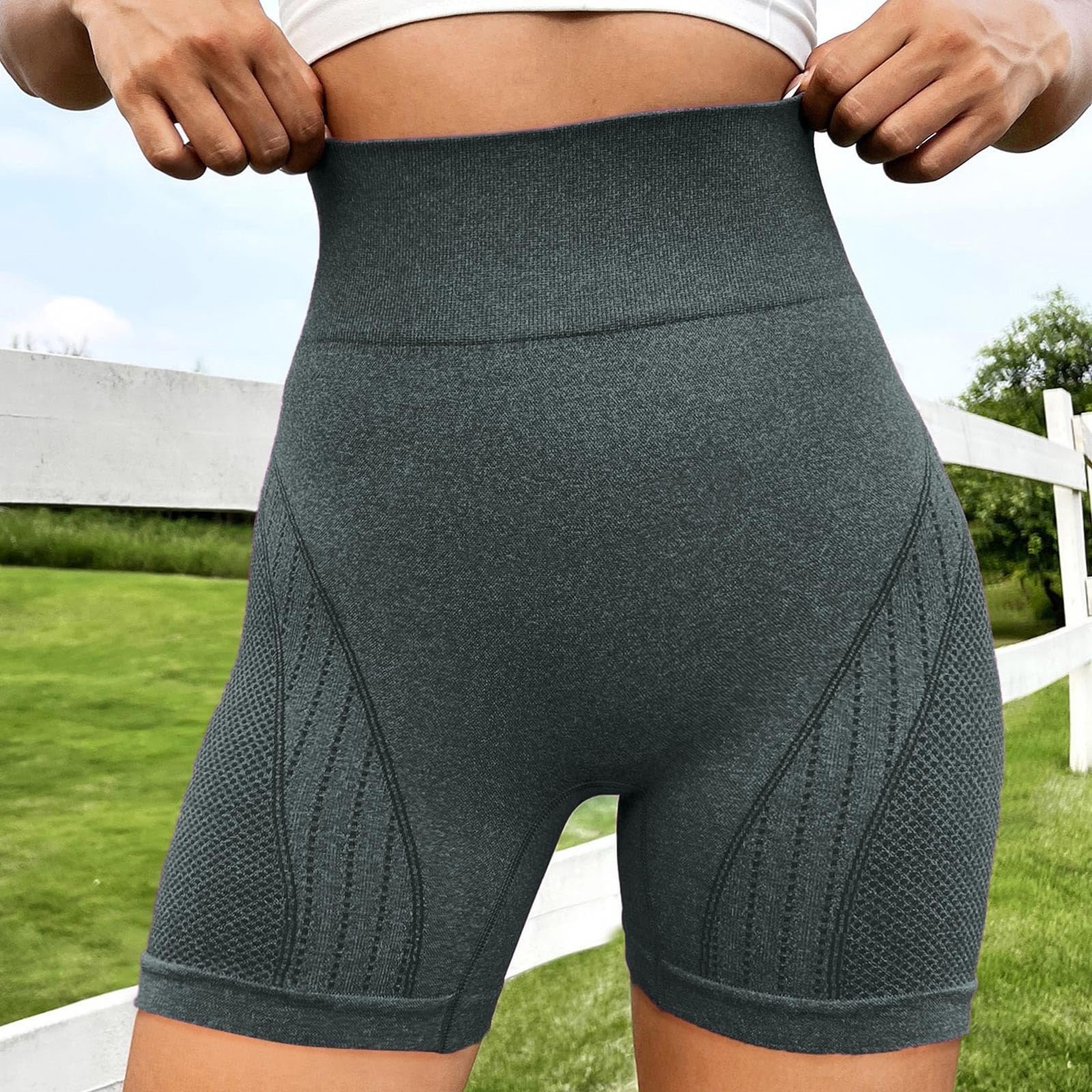 Женские Шорты для йоги Push Up Эластичные Фитнес с высокой талией Бесшовные, фото №3