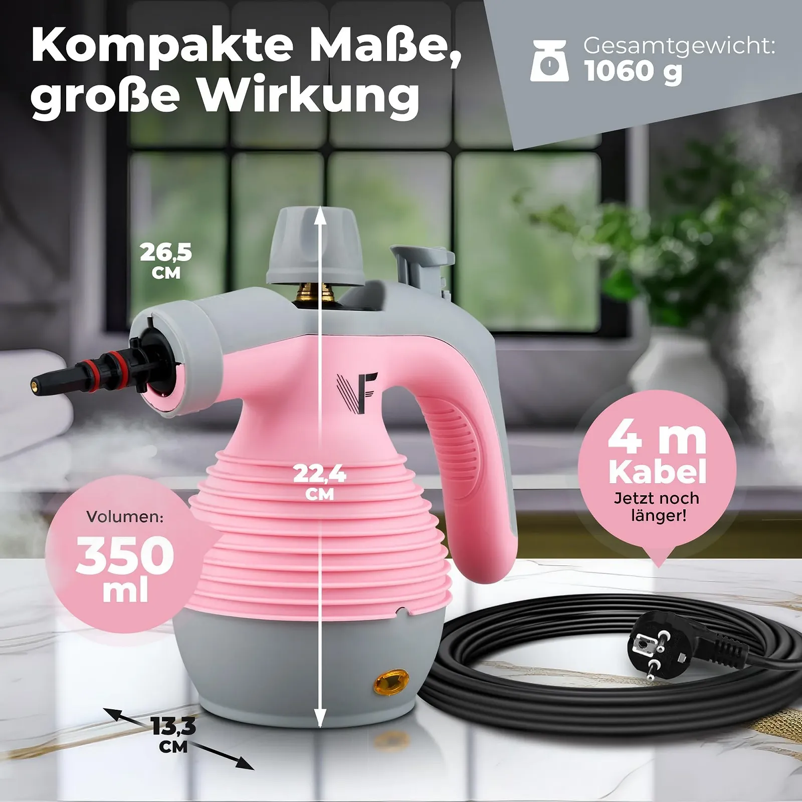 Ручной пароочиститель Neighbour's Friend®, 350 мл, розовый, фото №2 Ручной пароочиститель Neighbour's Friend®, 350 мл, розовый, фото №2