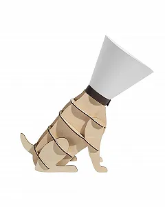 Настільна лампа Isna Funny Dog Shape Біла та Світле дерево - Фото 1