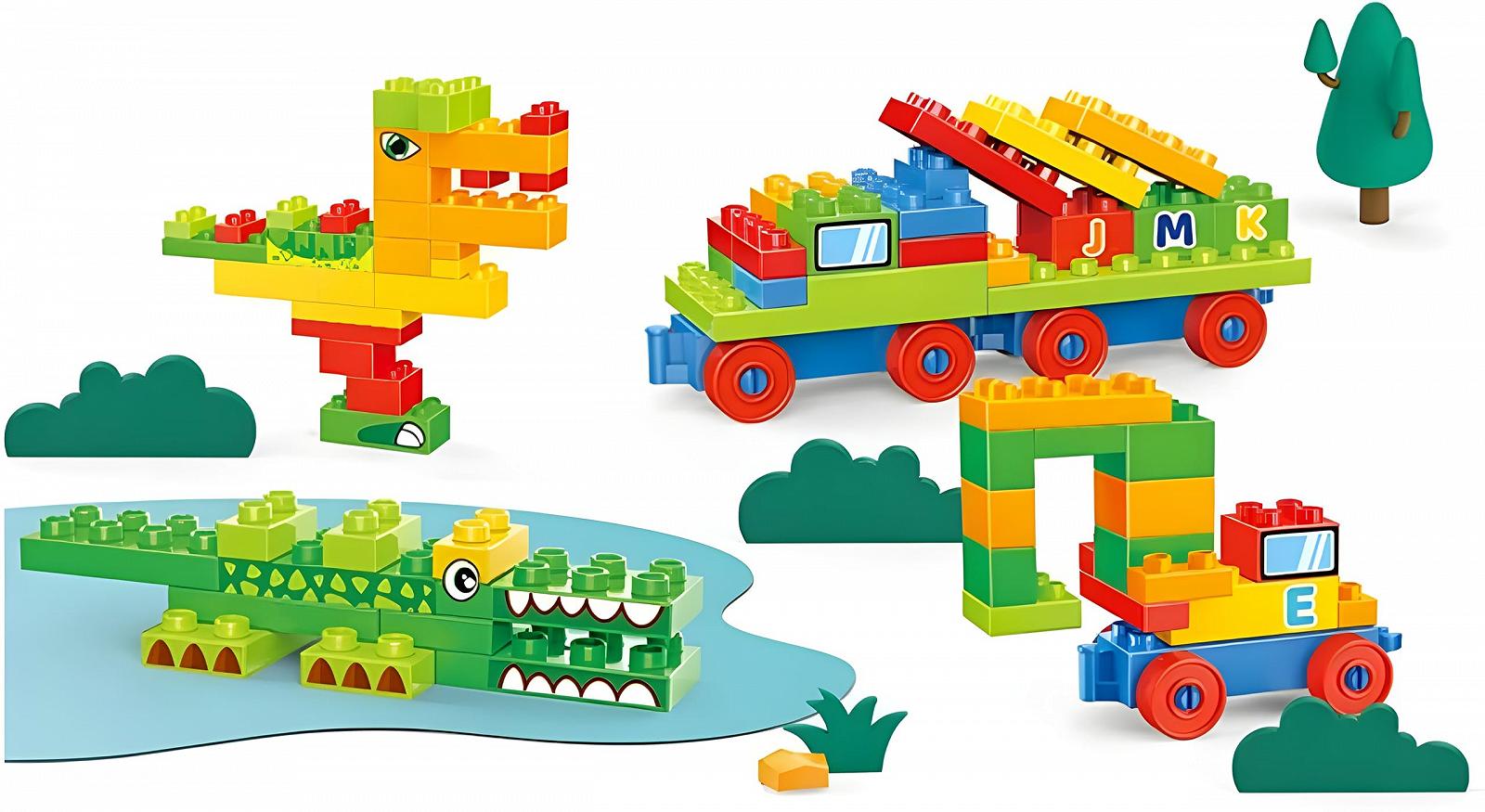 Блоки будівельні Kadii Набір Великий 180 шт від 3 років Сумісний з Duplo Коробка для будівельних блоків, фото №3