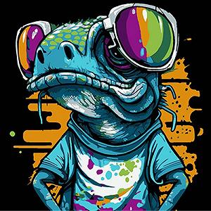 Картина за номерами Strateg ПРЕМІУМ Яскрава рептилія на чорному фоні розміром 30х30 см [tsi245767-TSI] - Фото 1