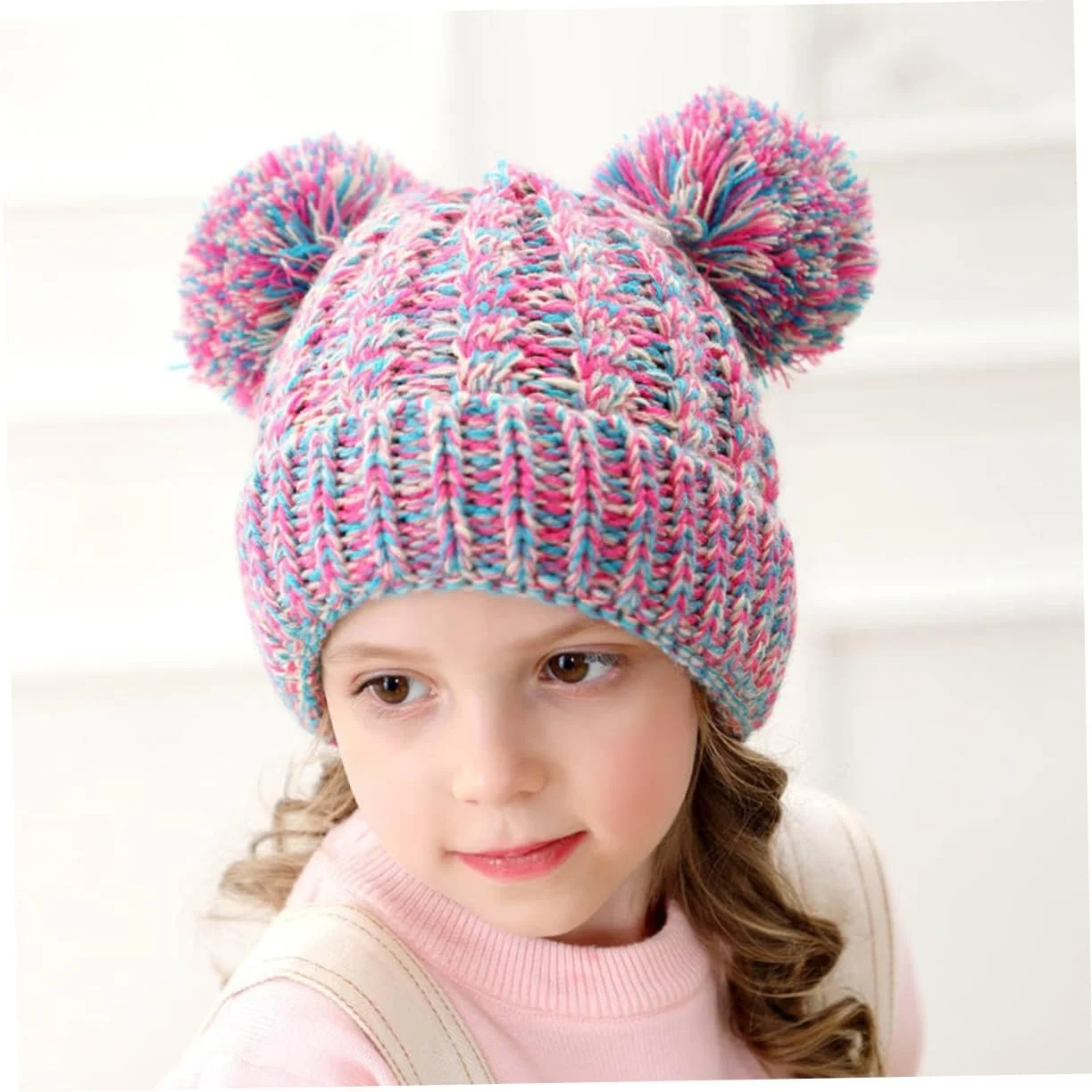 Шапка WRITWAA Вязаная с помпоном для девочки, теплая зимняя, фото №5