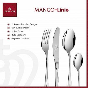 Набір столових приборів Gerlach Mango на 6 персон Ніж Вилка Ложка Чайна ложка Нержавіюча сталь Срібний synthetic.ua - Фото 1