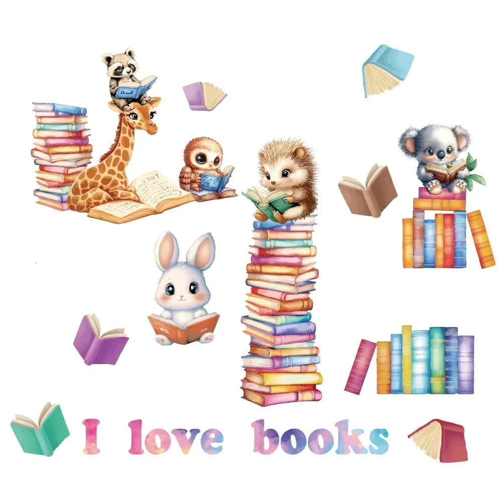 Наклейка на стіну SUPERDANT Animals Reading the Books Вінілова Різнокольоровий, фото №4 Наклейка на стіну SUPERDANT Animals Reading the Books Вінілова Різнокольоровий, фото №4