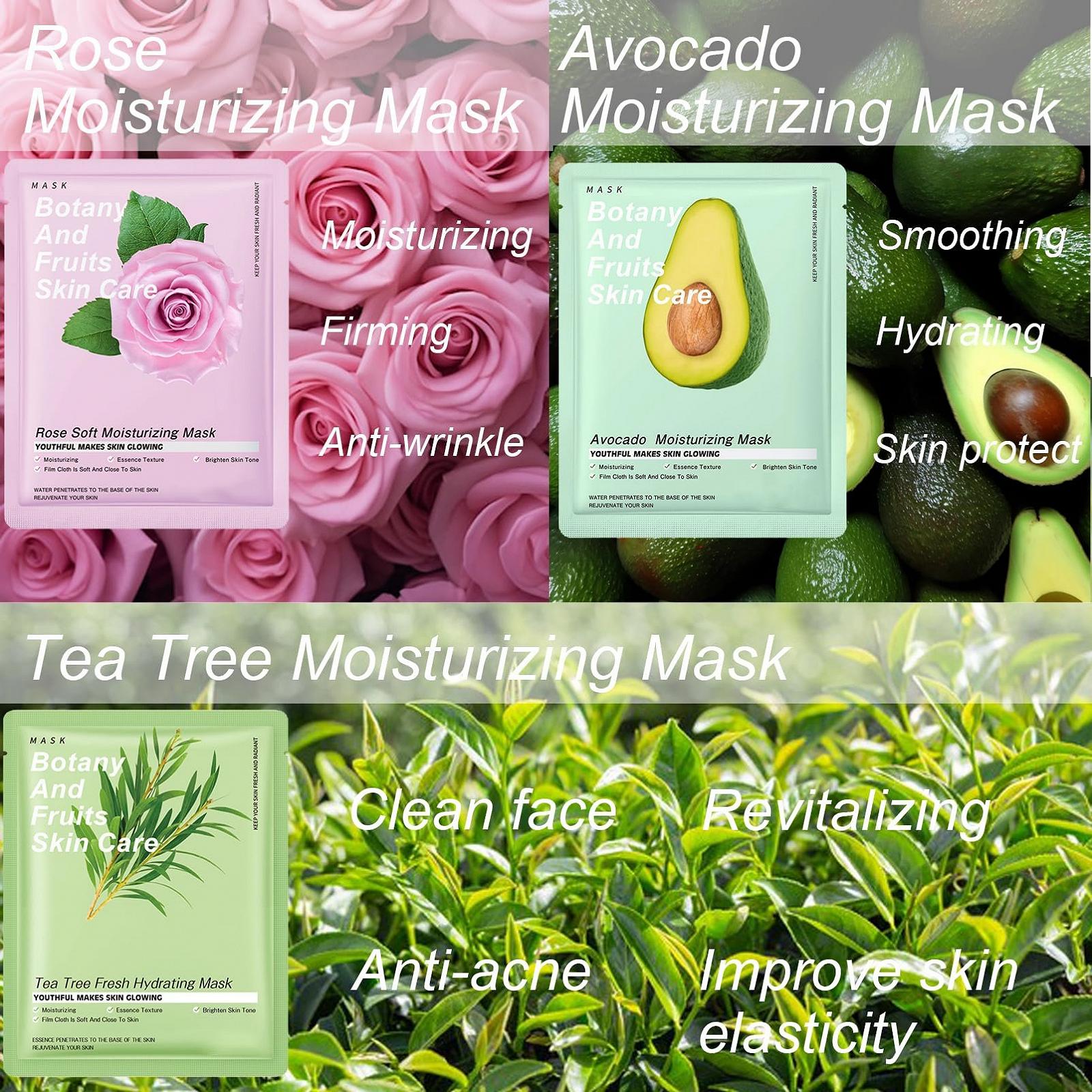 Тканевая маска для лица с фруктовыми и растительными экстрактами (10 шт. в упаковке), фото №3