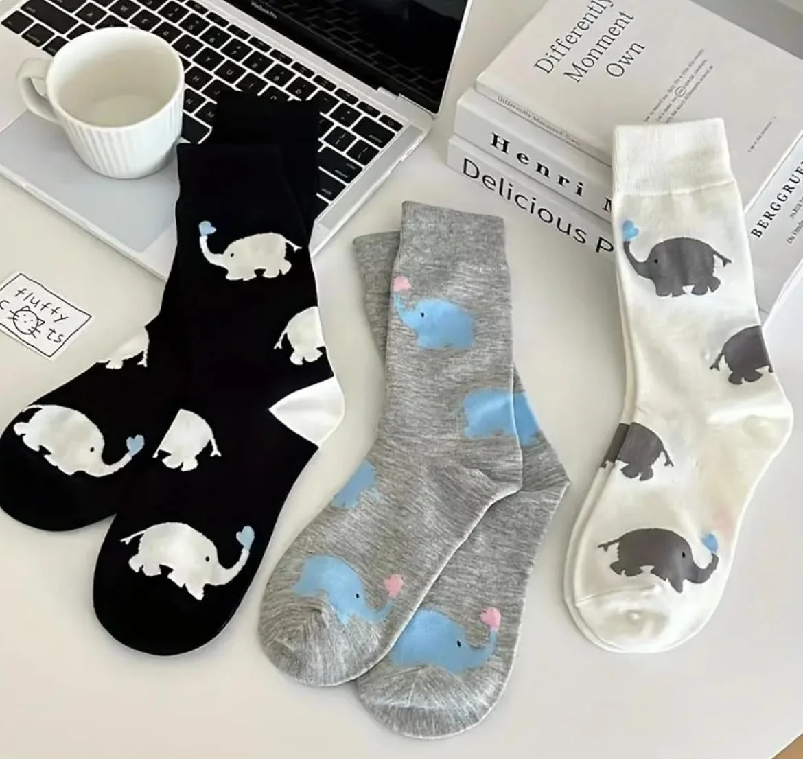 Шкарпетки з принтом слонів, 3 пари Розмір 3-7, фото №3 Шкарпетки з принтом слонів, 3 пари Розмір 3-7, фото №3