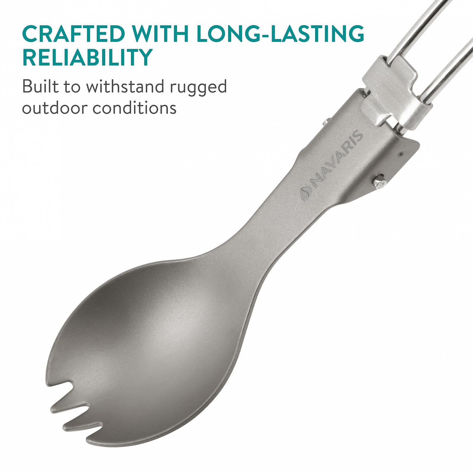 Спорк Navaris Foldable Titan Набор из 2 - Титан ультралегкий и прочный, фото №5