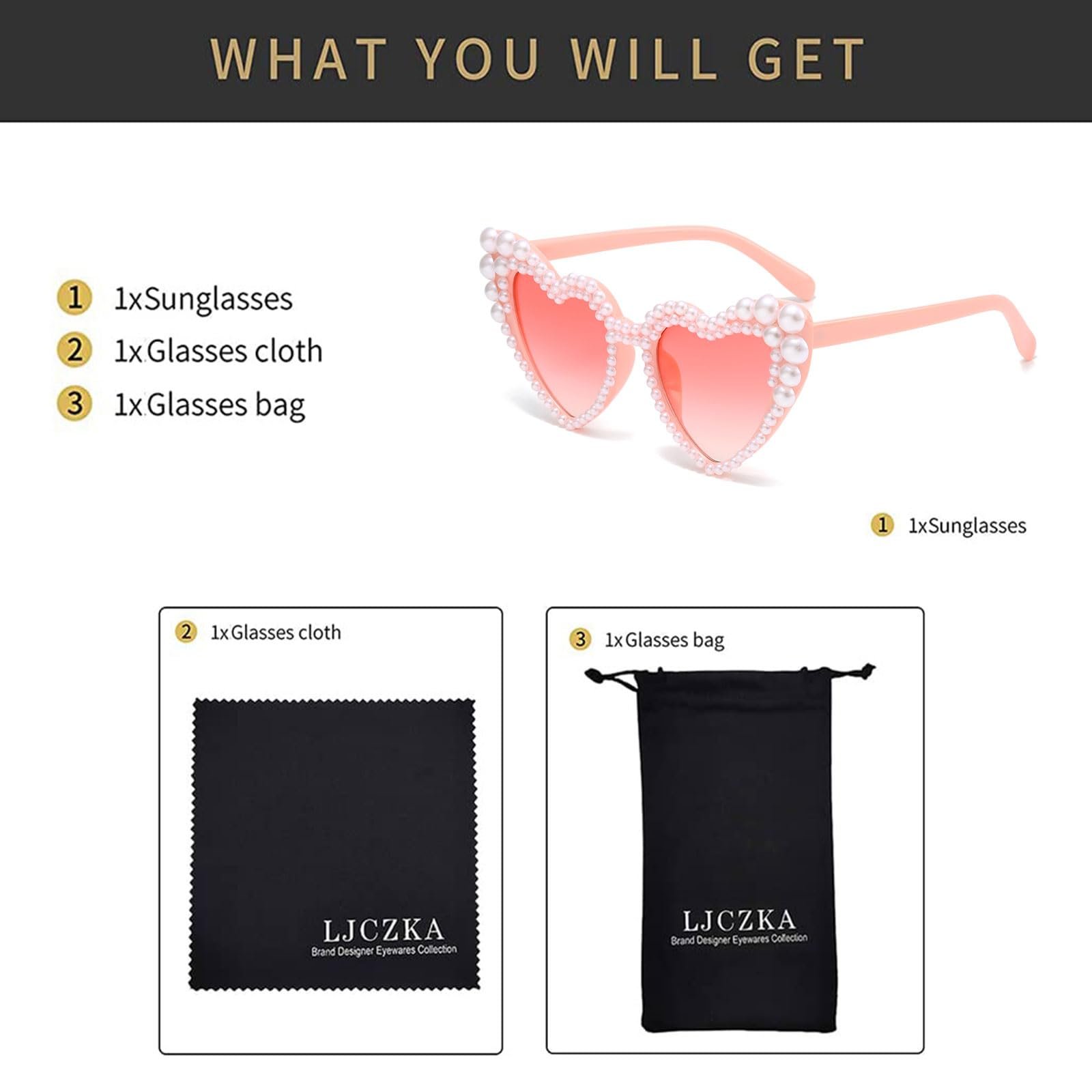 Сонцезахисні Окуляри Серце LJCZKA Ретро Намистини Перли UV Захист, фото №5 Сонцезахисні Окуляри Серце LJCZKA Ретро Намистини Перли UV Захист, фото №5