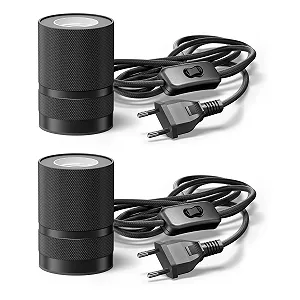 Настільна лампа ledscom.de Lito Switch 1x E27 Max. 60 Вт Набір з 2 шт. Чорна - Фото 1