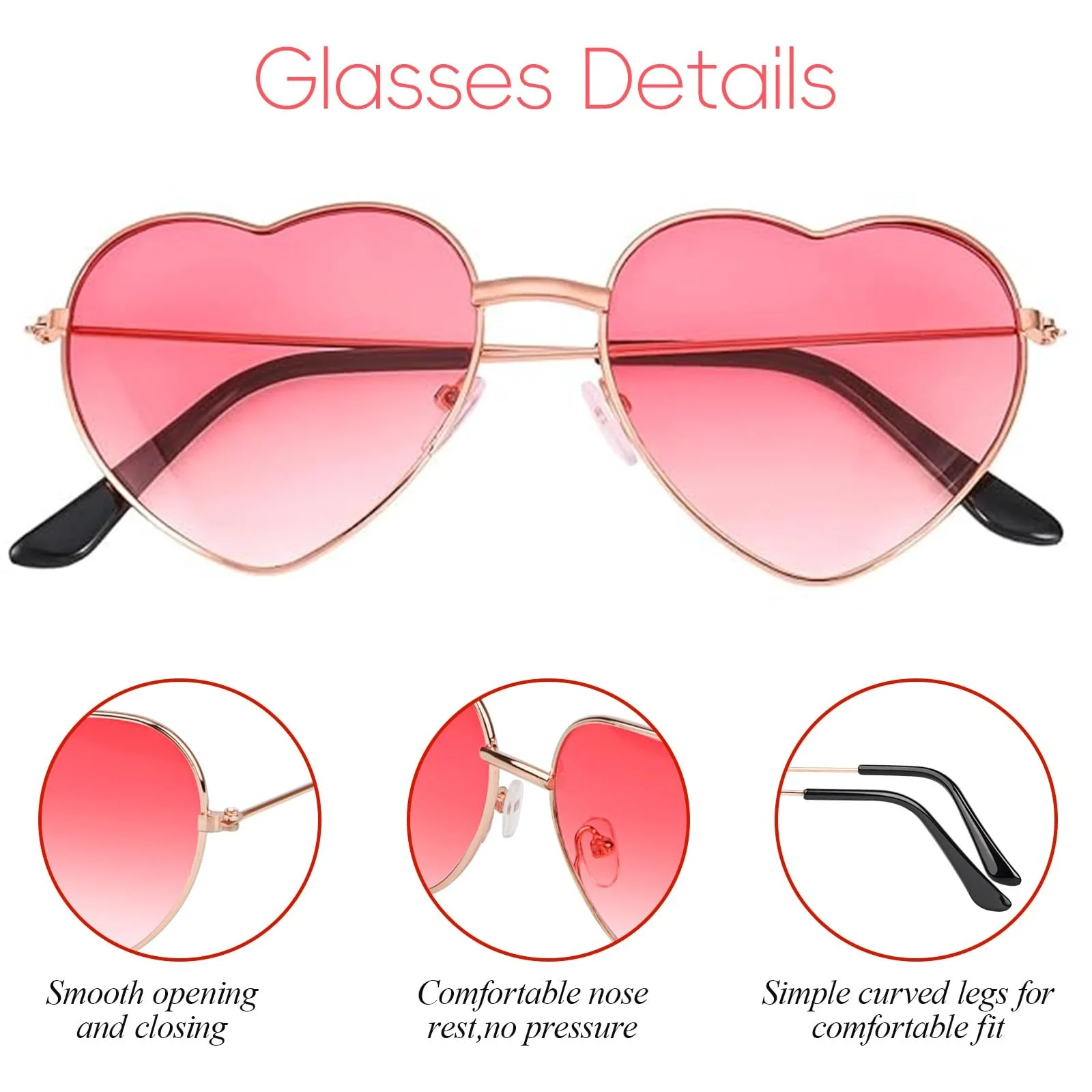 Сонцезахисні окуляри Серце Pink Ape-rol Li-llet 70-х 80-х (3 шт.), фото №3