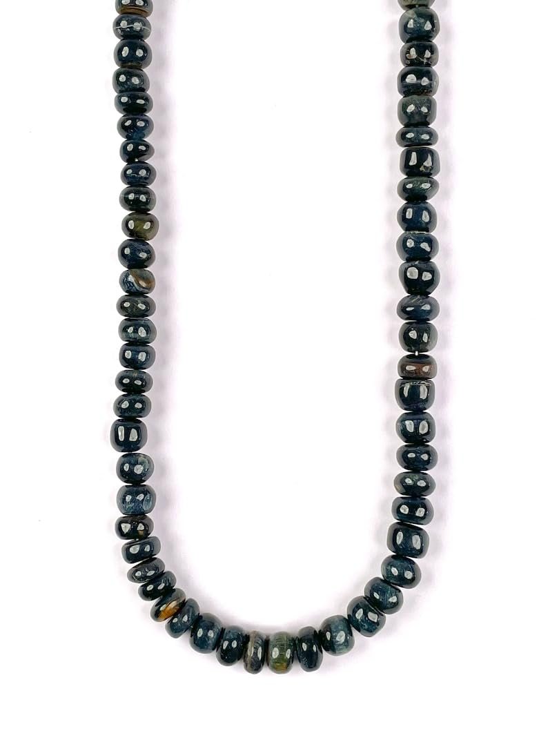 Натуральный Черный Тигровый Глаз, рондель гладкие бусины 10 мм, нить длиной 45 см бусины из драгоценных камней для ожерелья, браслета, фото №1