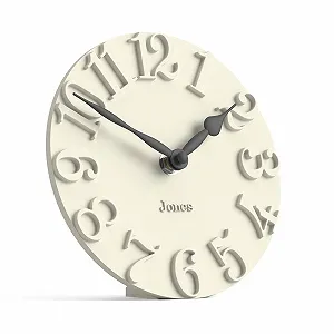 Настольные часы JONES CLOCKS Hampstead, отдельностоящие, бледно-кремовый, с объемными цифрами synthetic.ua - Фото 1