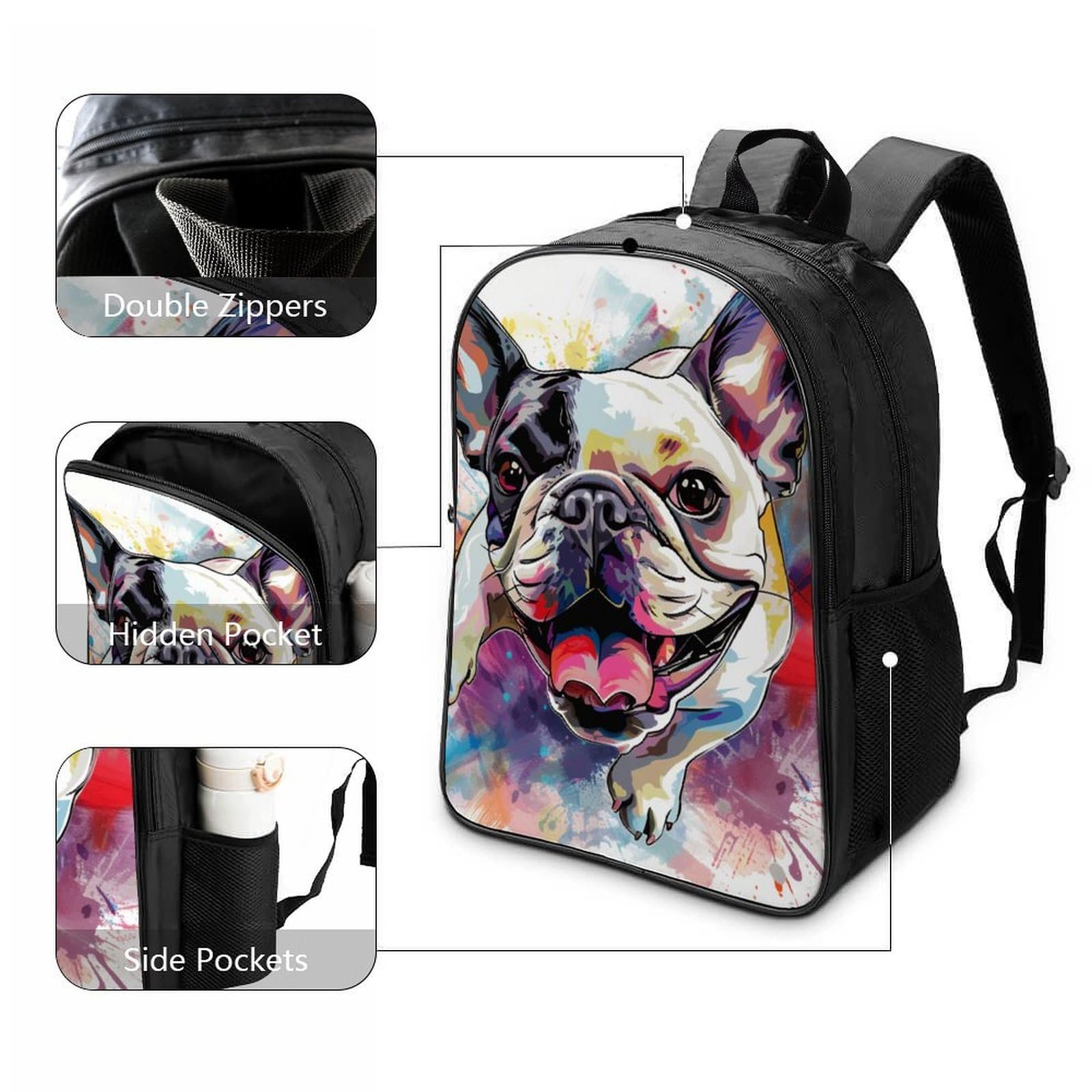 Рюкзак DPEOANEBN DOG 3D, дитячий, з великими кишенями, шкільний, подарунок до школи, 40x28x16 см, фото №3