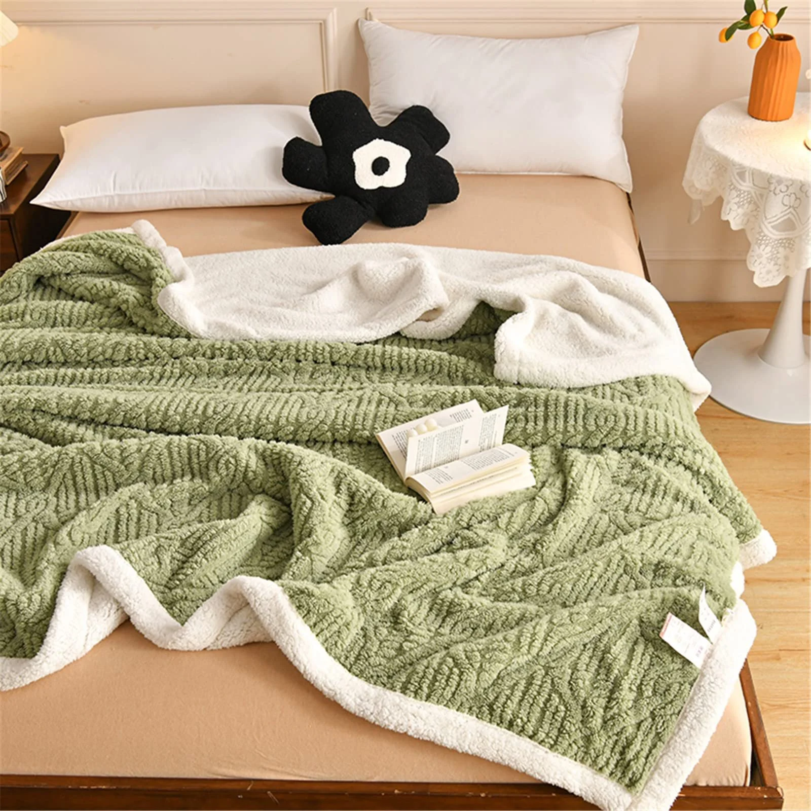 Одеяло Hayisugal Sherpa Cuddly, Пушистое одеяло для сна, Супер мягкое флисовое одеяло как одеяло для дивана, Покрывало или одеяло, Одеяло для дивана, Зеленое, 200 x 230 см, фото №4