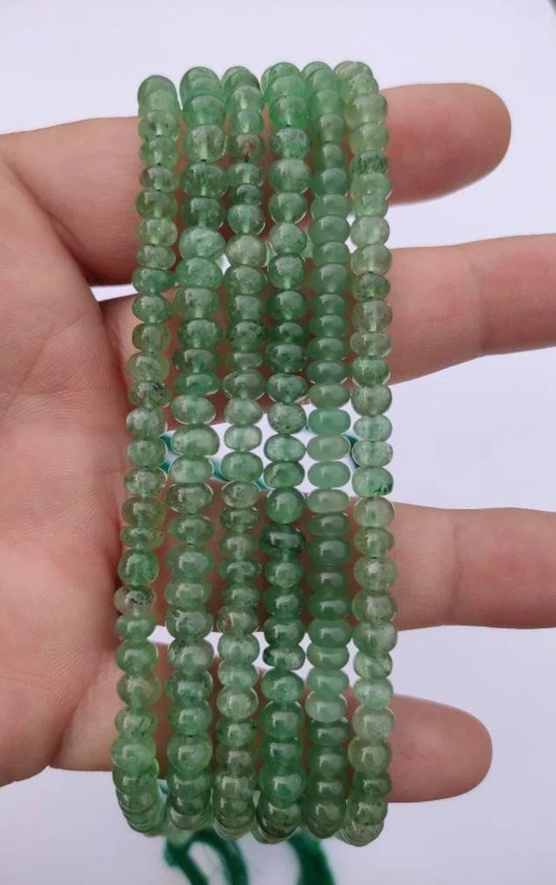 Круглые бусины из натурального зеленого клубничного камня, гладкие, 6-6,5 мм, нить длиной 33 см бусины из драгоценных камней для ожерелья и браслета, фото №3