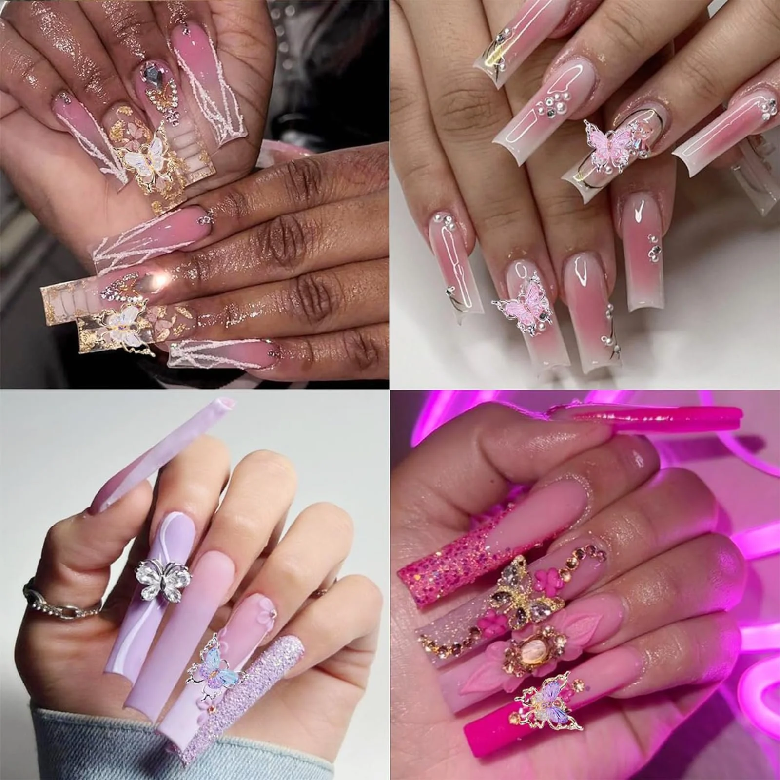 Підвіски для нігтів Lilbitty, 3D-у золотому та срібному кольорах, райдужні блискучі камені для нігтів, кольорові підвіски-метелики для нігтів, Y2K прикраси для нігтів, ювелірні вироби для нігтів, фото №6