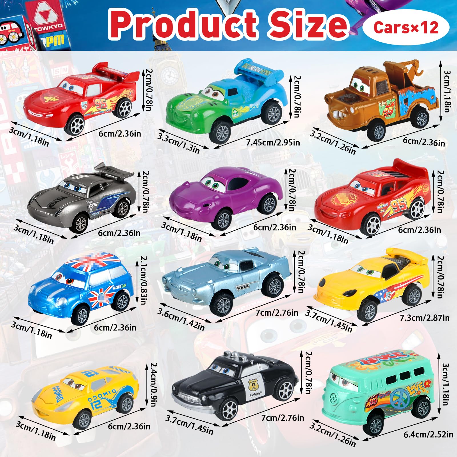 Іграшковий автомобіль Lightning McQueen Набір 12 металевих автомобілів, фото №6 Іграшковий автомобіль Lightning McQueen Набір 12 металевих автомобілів, фото №6