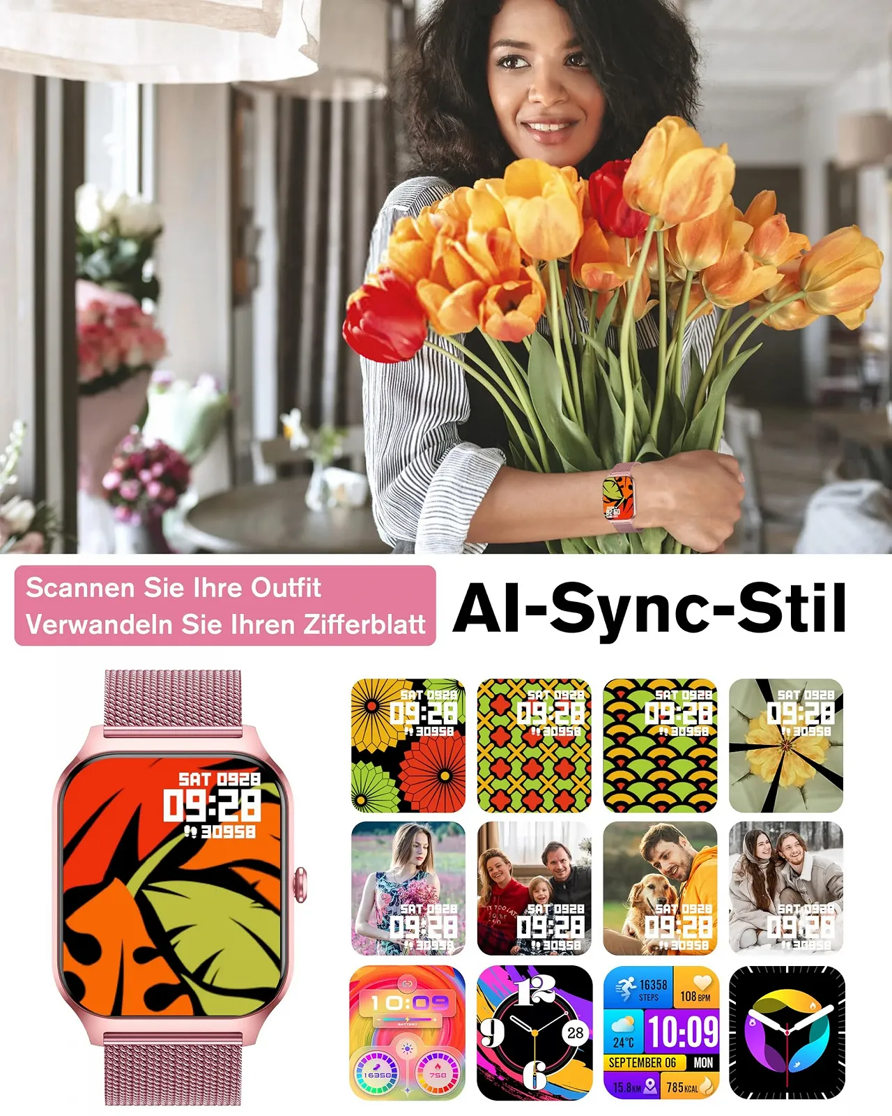 Смартгодинник KALINCO з вимірюванням тиску, Bluetooth телефонією, фото №3