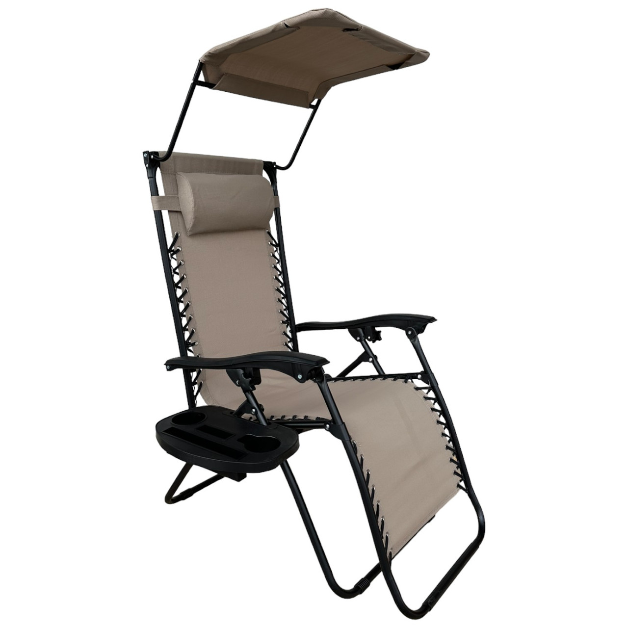 Раскладное кресло шезлонг Zero Gravity LEOBRO с козырьком Бежевое, фото №1