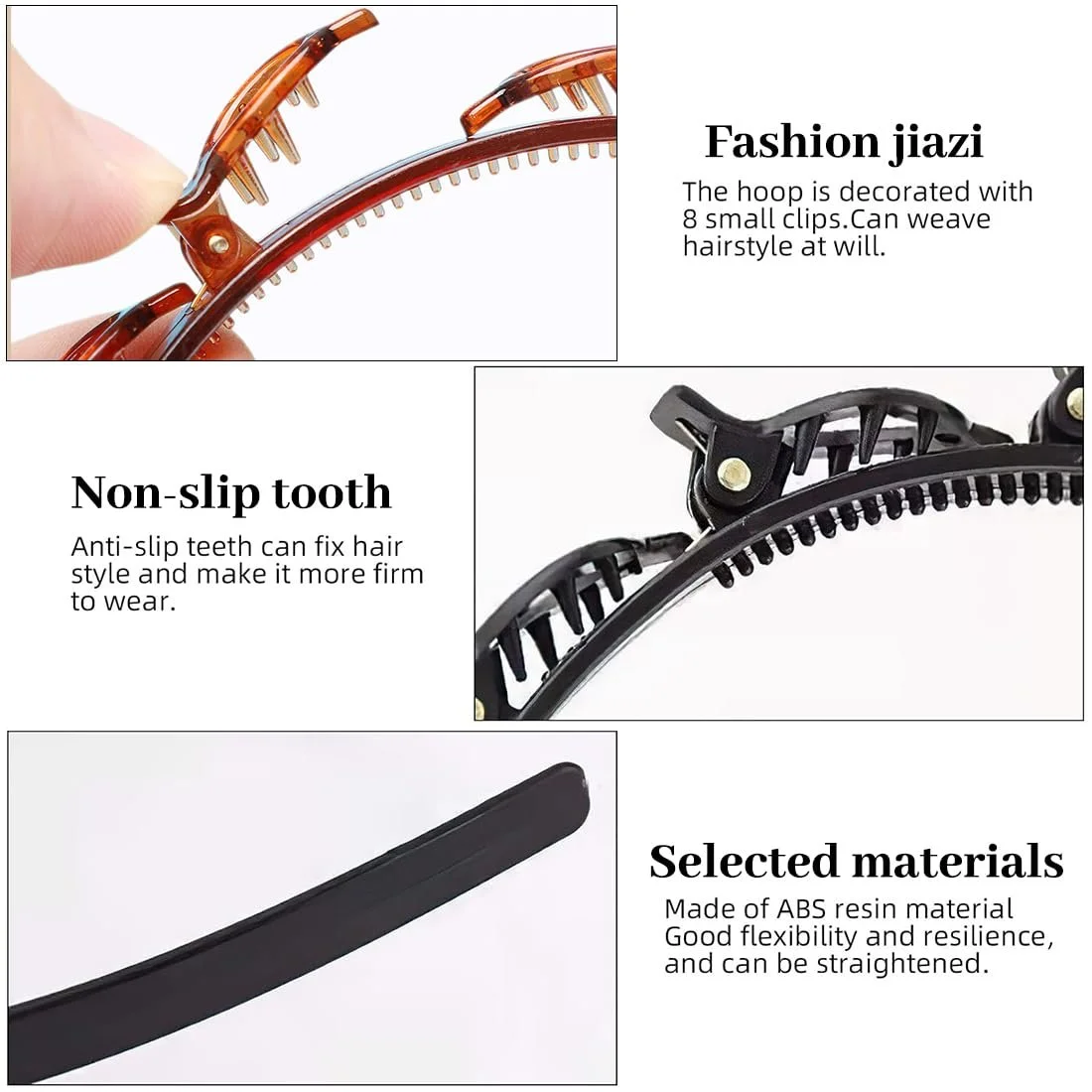 Набір обручів для волосся з затискачами, фото №2