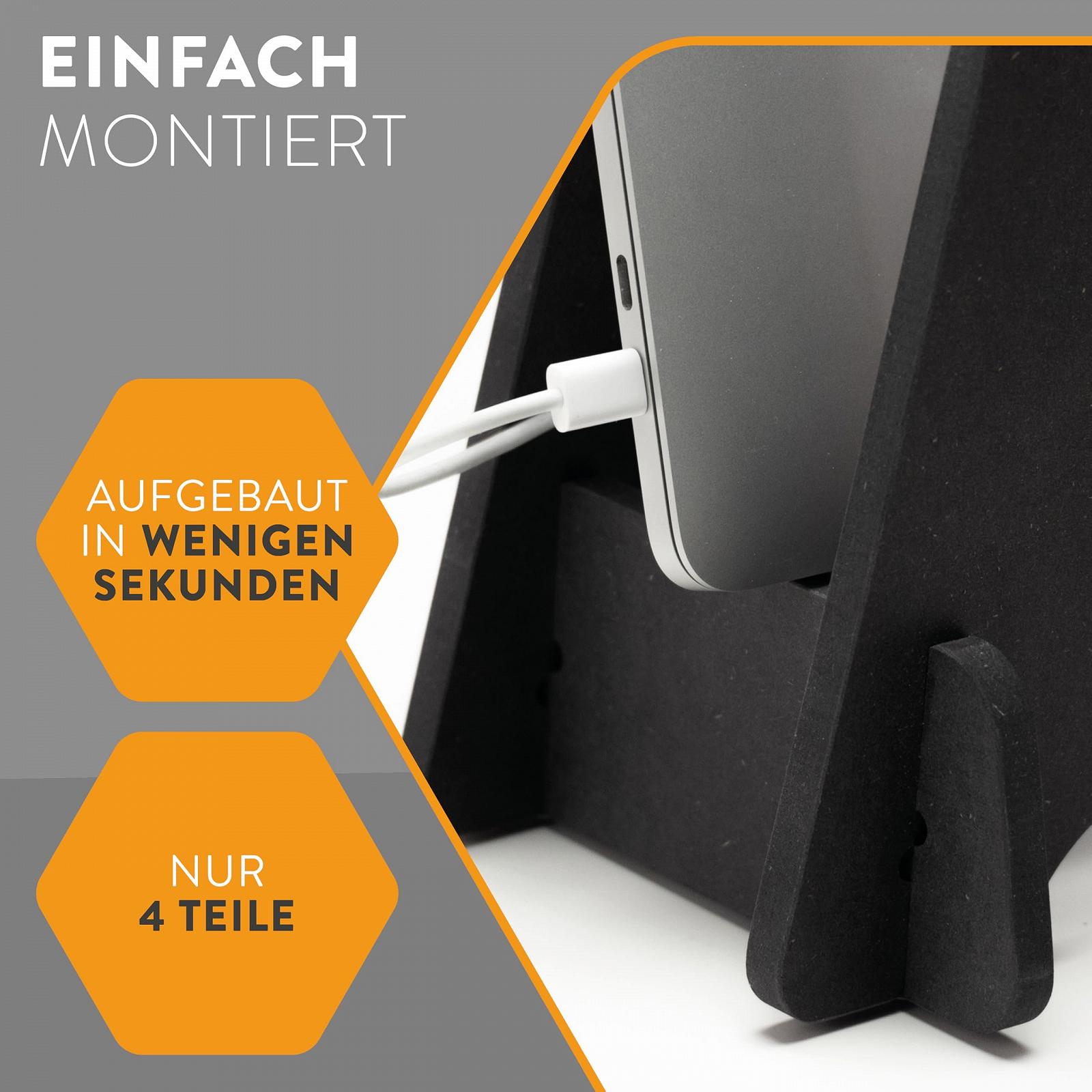 Подставка для ноутбука Wood Hydesk boho office Multistand - приподнятая для ноутбука/MacBook, подставка для стола или кровати, подставка для планшета, портативная, быстрая сборка, черная, фото №4