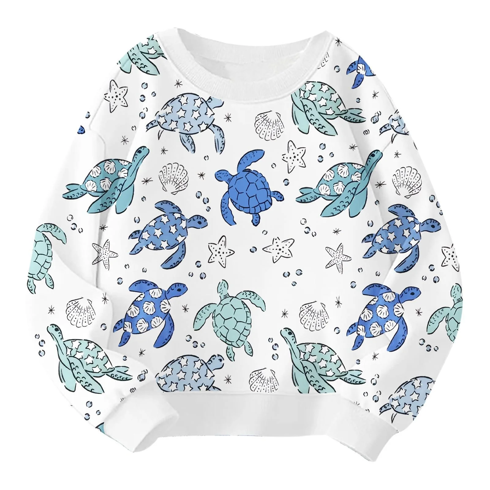 Пуловер для девочки с принтом морских животных, размер 158, фото №1