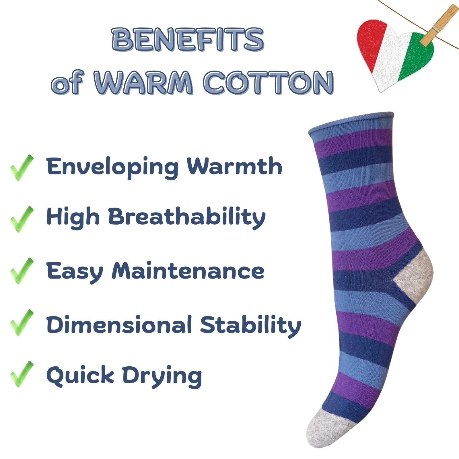 Носки CriCri Короткие женские носки из теплого хлопка без резинки, один размер - Сделано в Италии, фото №3