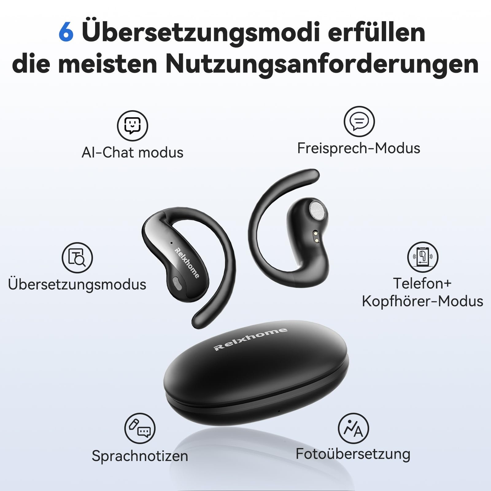 Навушники-перекладачі NE19 AI, чорні, фото №4