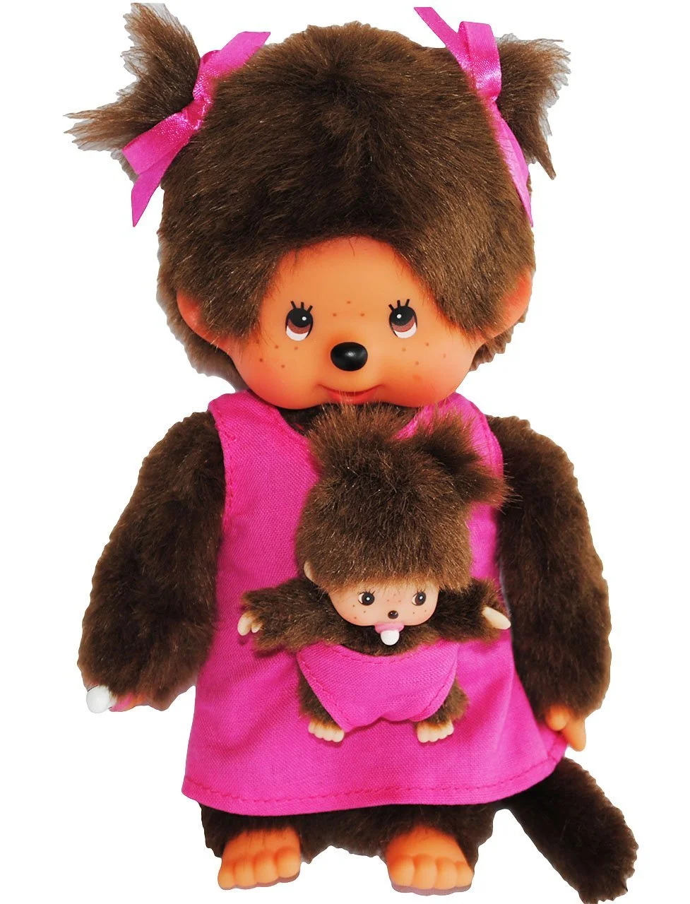 Лялька Monchhichi Mother with Child/Baby 20 см Два хвостики, фото №1