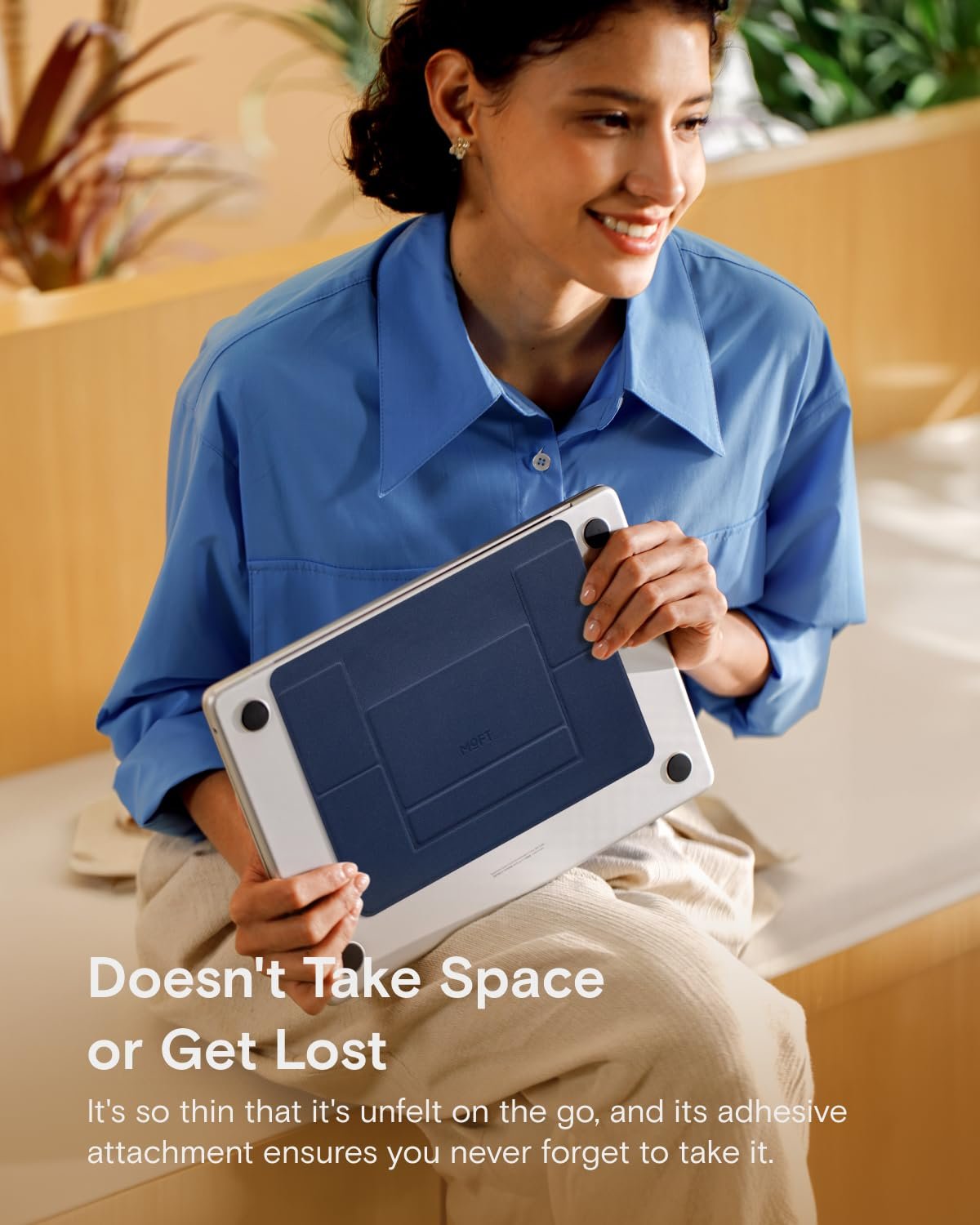 Підставка для ноутбука MOFT, складна підставка для ноутбука з 2 регульованими кутами, покращує поставу, сумісна з MacBook Air, MacBook Pro 11 - 16 дюймів, самоклеюча, темно-синя, фото №2