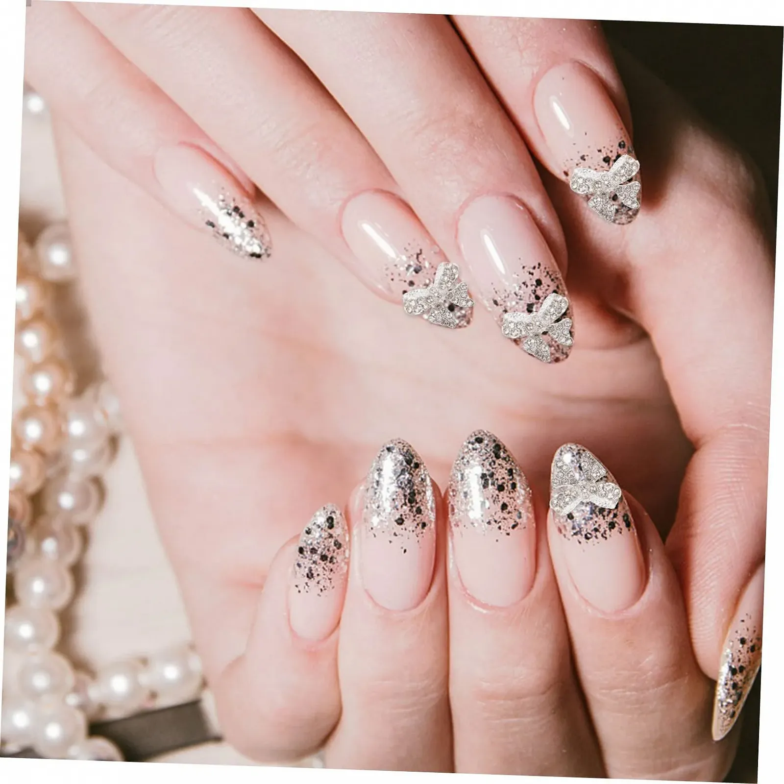 Бантики для ногтей Healeved для дизайна ногтей, 5 шт в упаковке, подвески для ногтей, украшения в виде летучих мышей, блестящие стразы для домашнего использования, фото №3