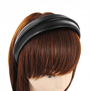 Обруч Широкий зі штучної шкіри axy HR27E Чорний synthetic.ua - Фото 1