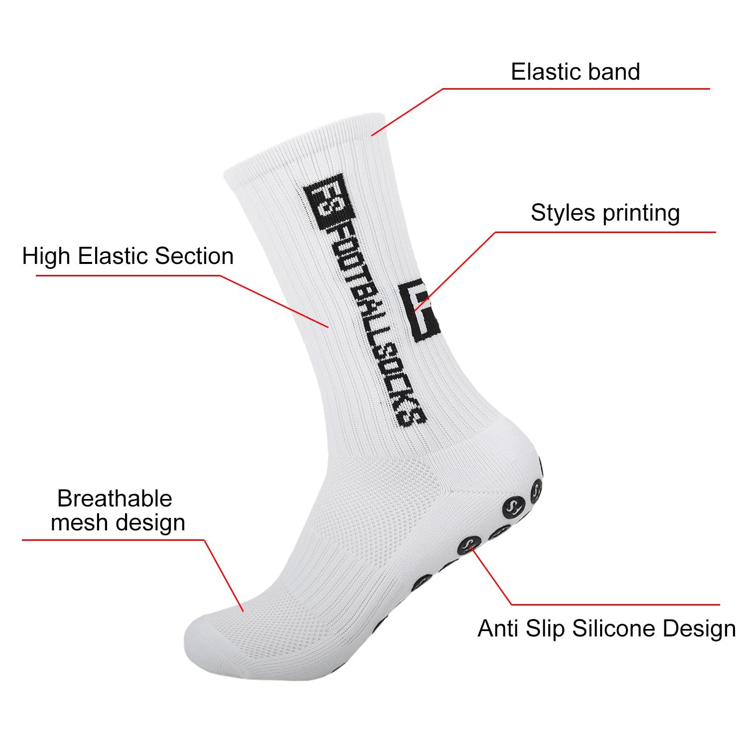 Футбольные носки (2 пары) Размер 40-46 Нескользящие футбольные носки Нескользящие носки с компрессией Унисекс Спортивные носки Дышащие Для футбола Гандбола Тенниса Пешего туризма Белые, фото №4 Футбольные носки (2 пары) Размер 40-46 Нескользящие футбольные носки Нескользящие носки с компрессией Унисекс Спортивные носки Дышащие Для футбола Гандбола Тенниса Пешего туризма Белые, фото №4