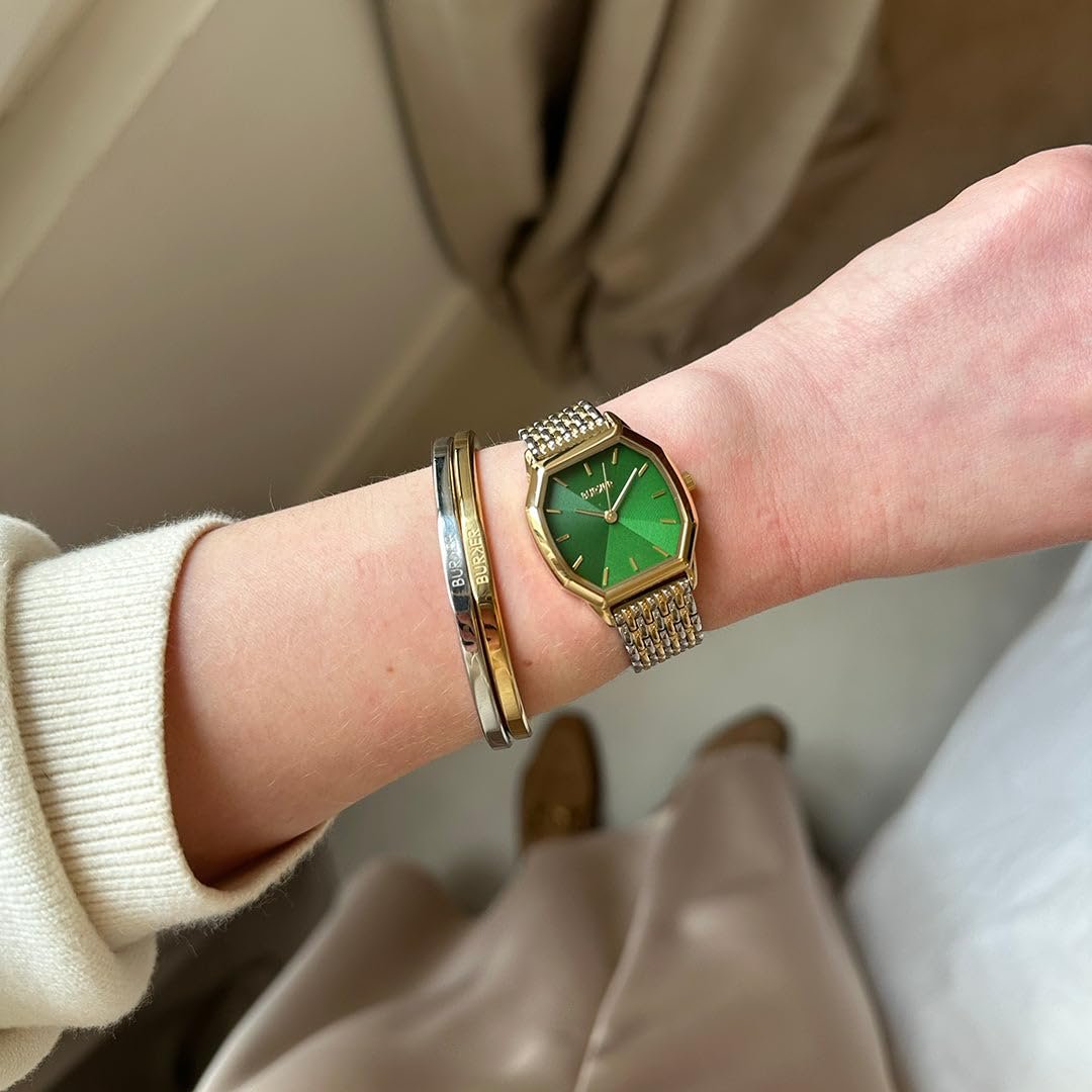 Женские часы BURKER Julia Шестигранный корпус Женские часы Браслет из звеньев Нержавеющая сталь Аналоговый Кварцевый 3 ATM Водонепроницаемый - 32 мм - Золотой Серебряный Зеленый, фото №3 Женские часы BURKER Julia Шестигранный корпус Женские часы Браслет из звеньев Нержавеющая сталь Аналоговый Кварцевый 3 ATM Водонепроницаемый - 32 мм - Золотой Серебряный Зеленый, фото №3