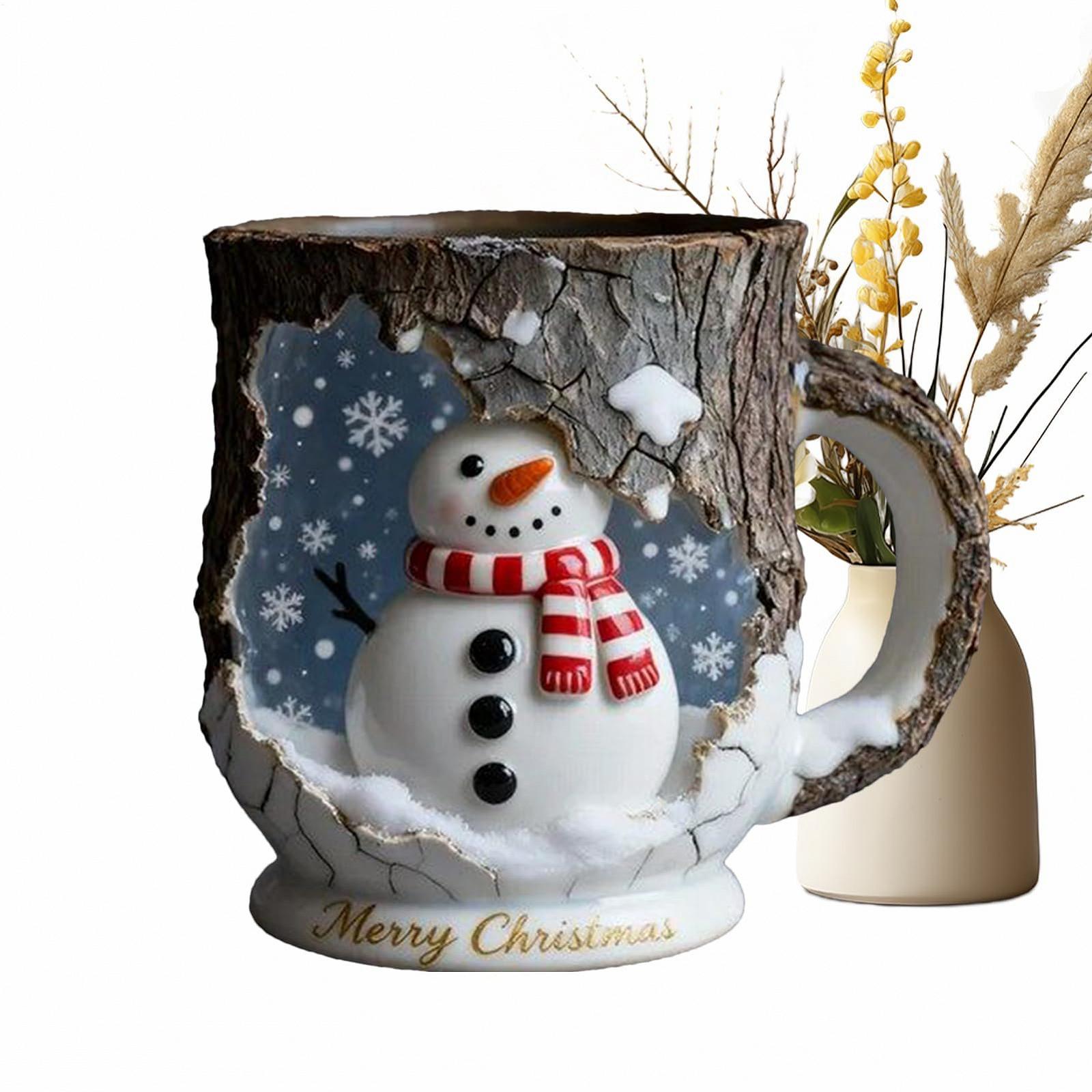 Різдвяна чашка з текстурою кори дерева, чашка для чаю з полімеру з дизайном ялинки, фото №5