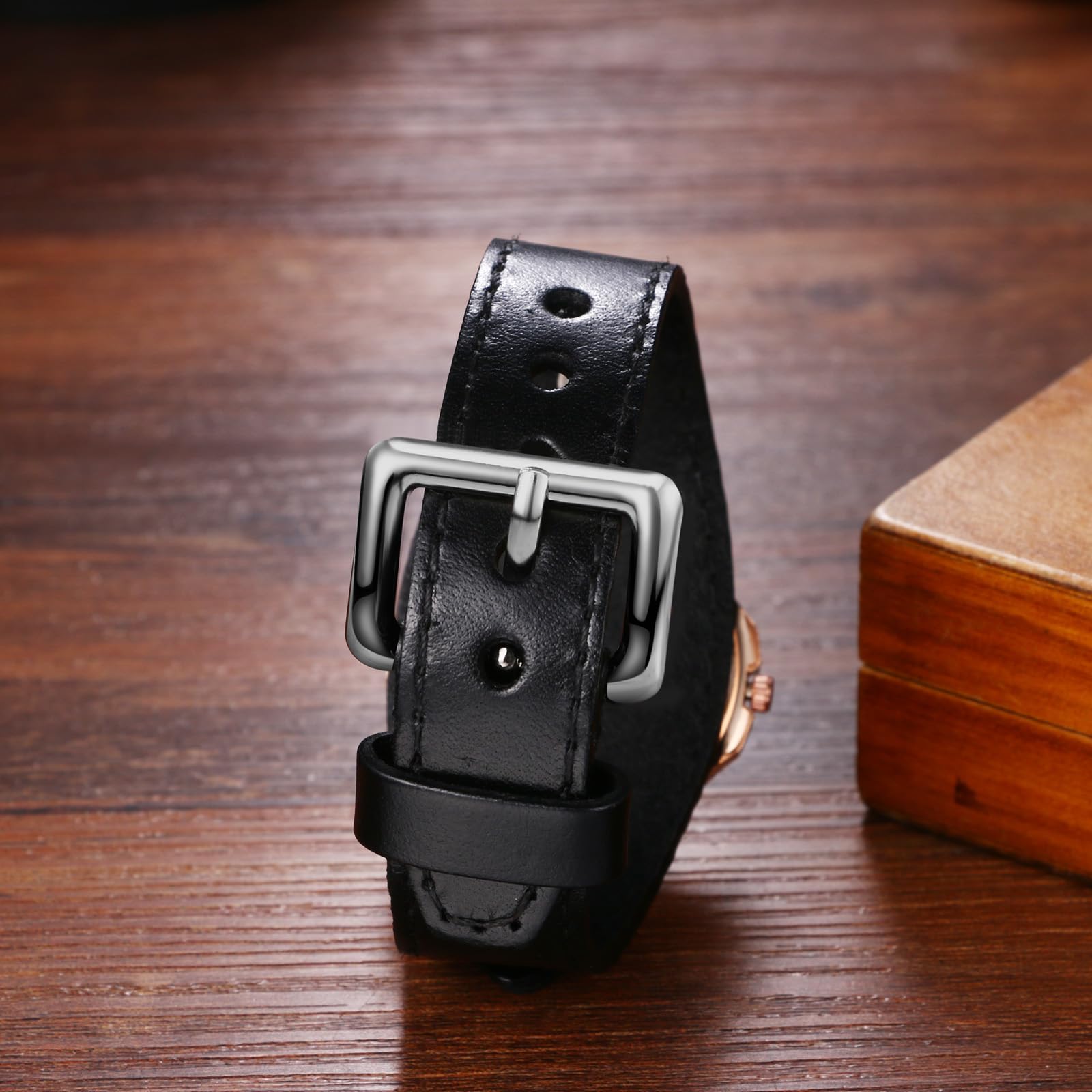 Часы Avaner Unisex Steampunk Кожа PU Ретро Дизайн Минималистичные Бар Индексы, фото №3