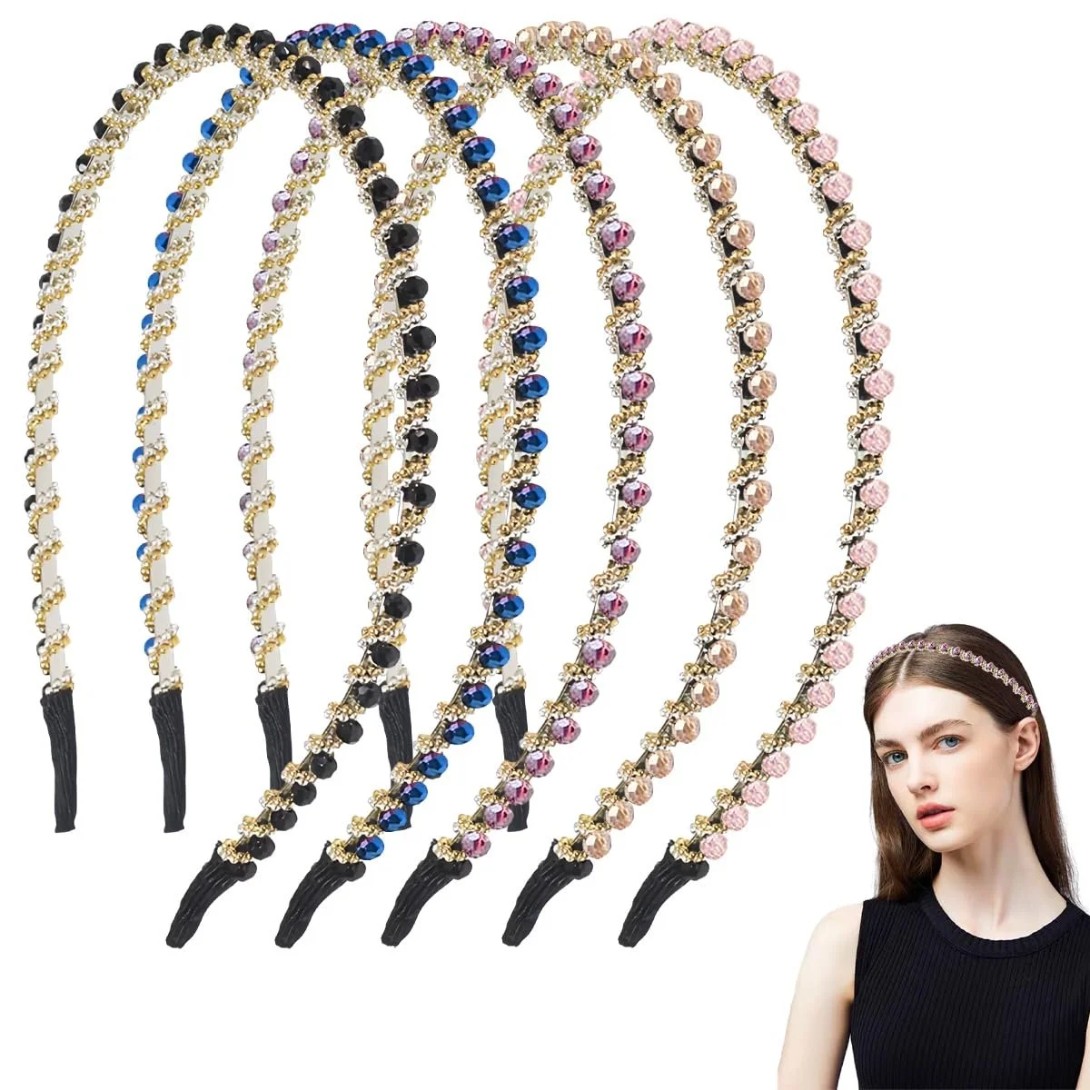 Обруч Модный Хрусталь Бриллиант Металл Блестящий, фото №1