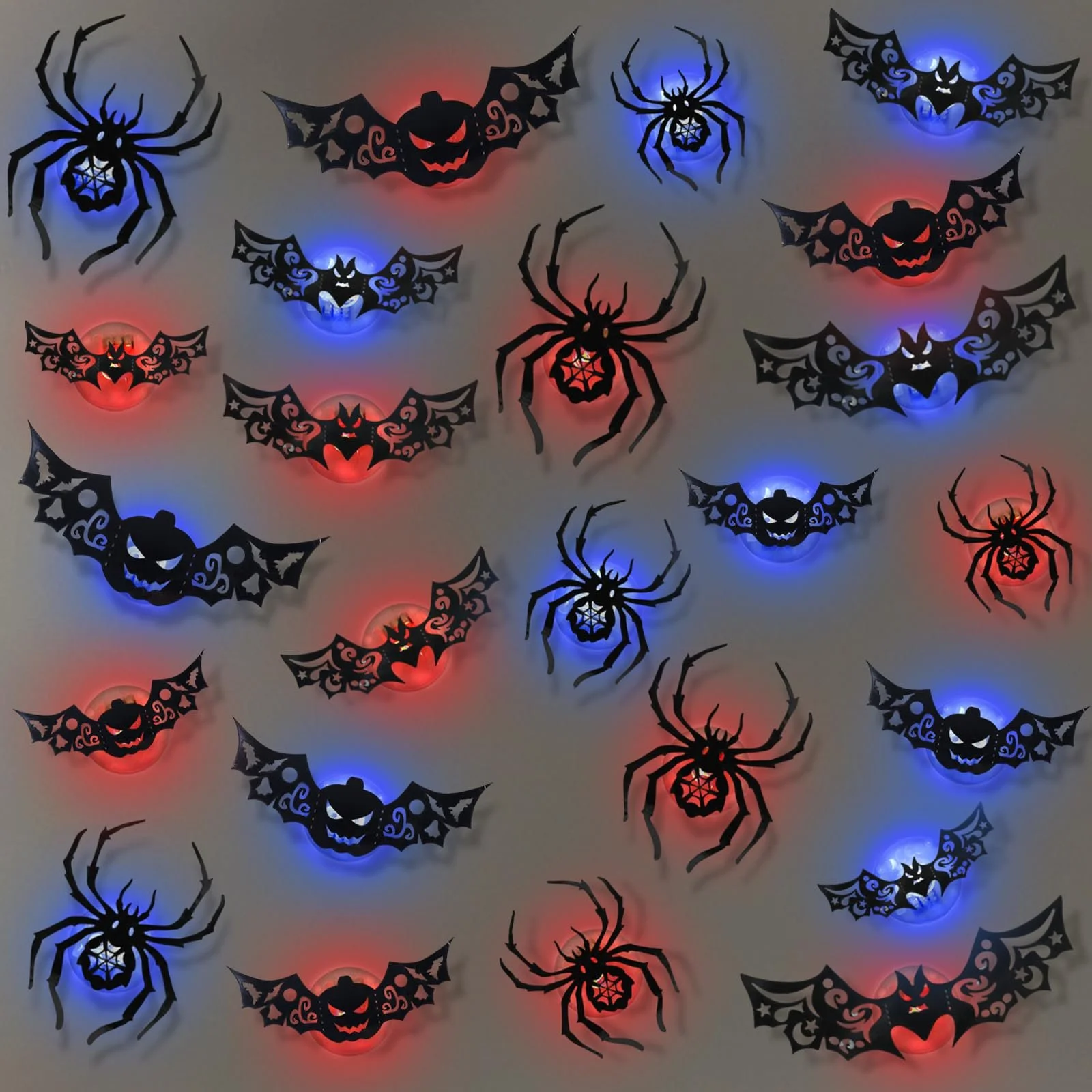 Наклейки на стіну Halloween LED 3D Bats Spider Window Decoration DIY Набір 24 шт., фото №1 Наклейки на стіну Halloween LED 3D Bats Spider Window Decoration DIY Набір 24 шт., фото №1