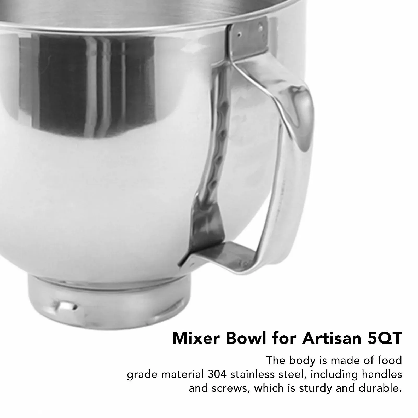 Чаша для смешивания KitchenAid Cassic 4.5Q & Artisan 5QT нержавеющая сталь с ручкой Серебристый, фото №3 Чаша для смешивания KitchenAid Cassic 4.5Q & Artisan 5QT нержавеющая сталь с ручкой Серебристый, фото №3