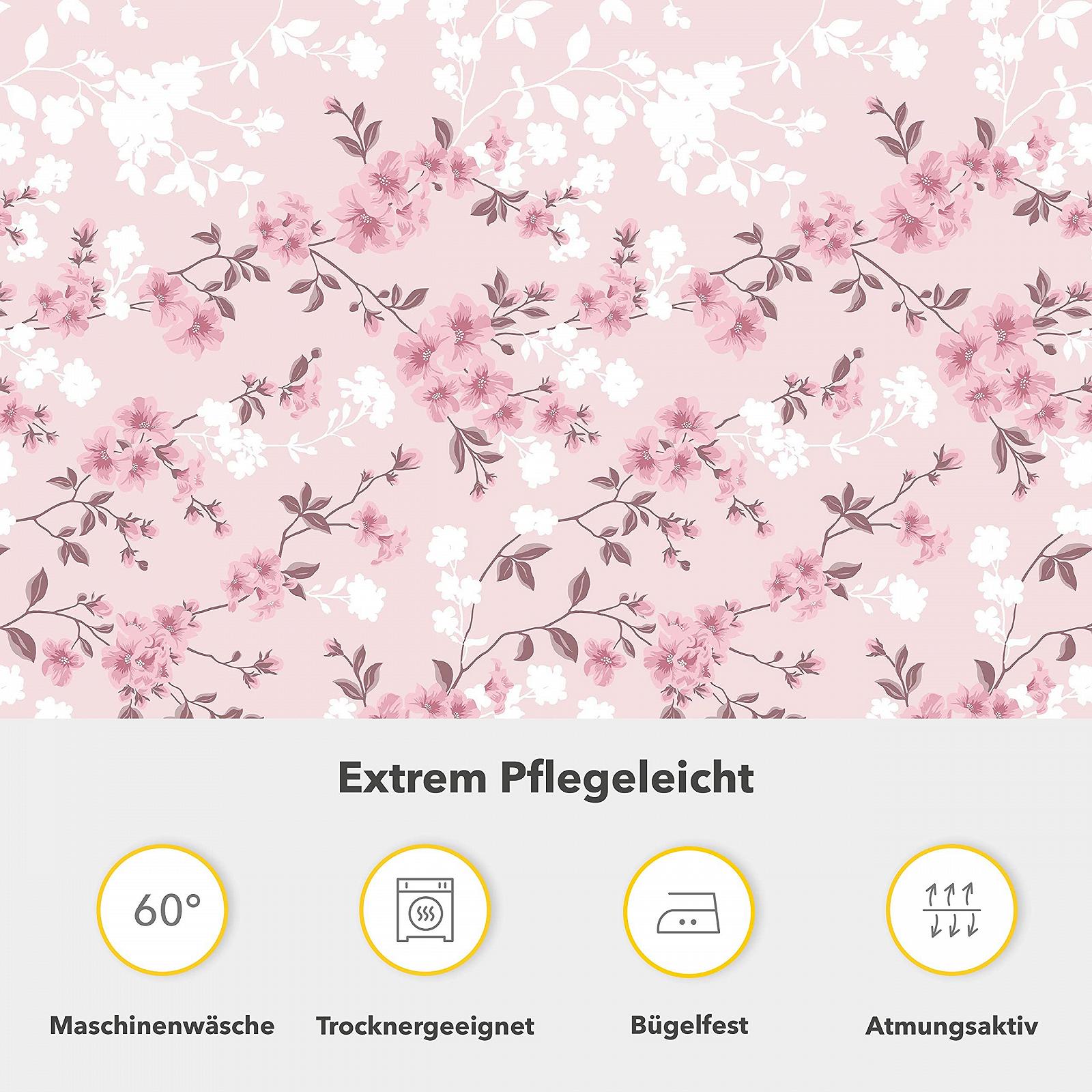 Постельное белье Träumschön Premium 135 x 200 cm + 80 x 80 cm, цветочный узор, розовый, фото №4