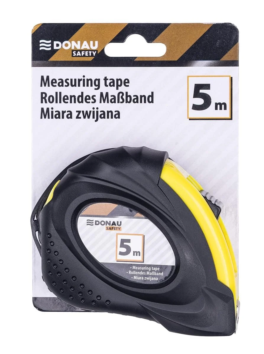 Рулетка DONAU SAFETY Professional 5 м, металлическая, 18 мм x 5 м, блистерная упаковка, черно-желтая, управление одной рукой, зажим для ремня, 2 кнопки остановки, с резиновыми элементами, фото №3 Рулетка DONAU SAFETY Professional 5 м, металлическая, 18 мм x 5 м, блистерная упаковка, черно-желтая, управление одной рукой, зажим для ремня, 2 кнопки остановки, с резиновыми элементами, фото №3